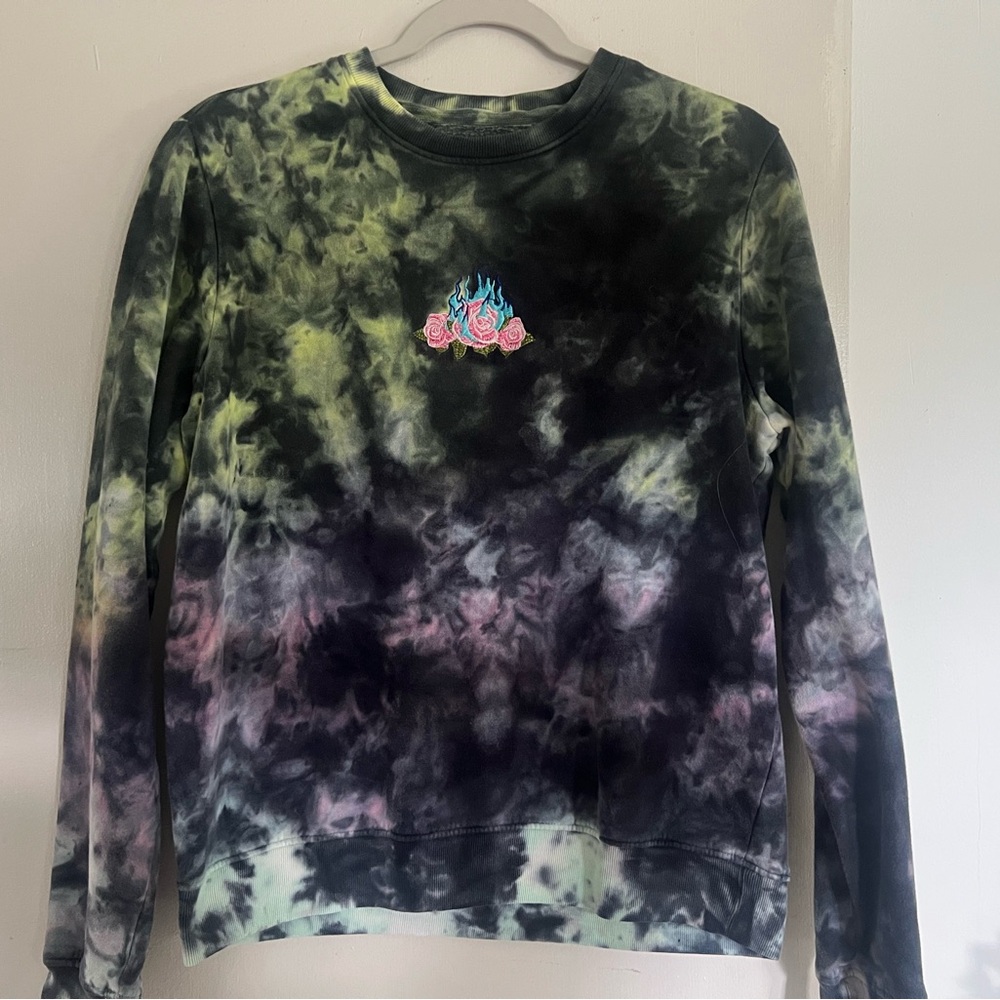 Tie-Dye Kids Sweatshirt with Embroidered Design